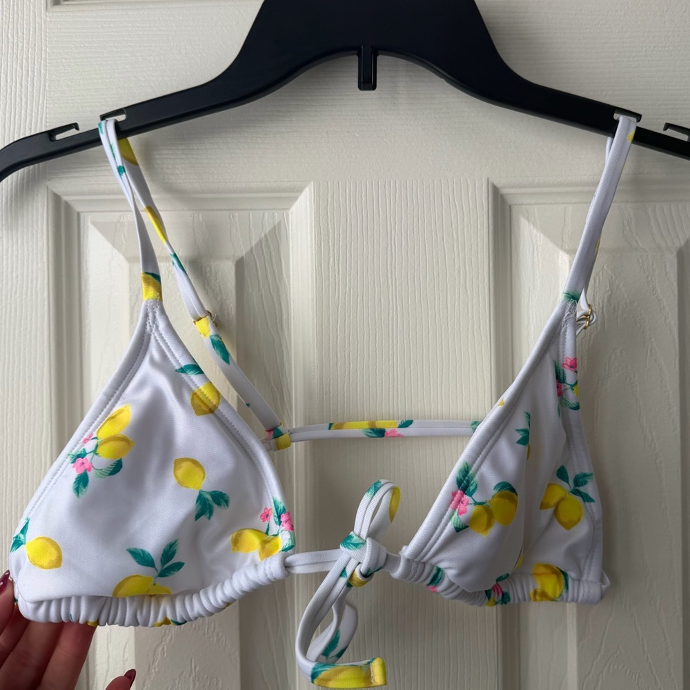 Wild Fable White Bikini Top with Lemon Print